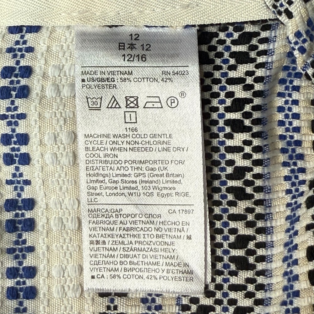 Gap Shorts Womens 12 Blue Black White Woven High Rise Side Zip Cotton Blend Boho - Picture 12 of 14